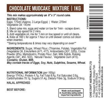 Baking Premix Mud Cake Chocolate Cake Craft Cake Mix 1kg