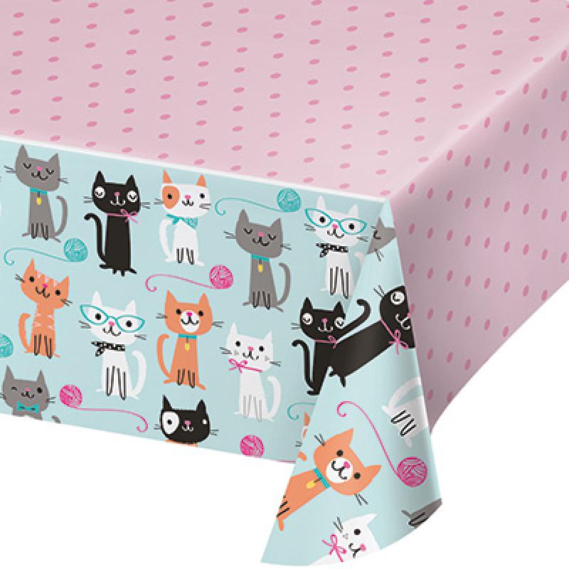Purrfect Cat Party Tablecover Plastic 259cm x 137cm