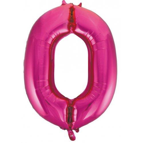 Balloon Foil Megaloon Number 0 Hot Pink 86cm