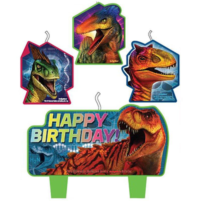Jurassic Dinosaur World Birthday Candle Set Pk/4