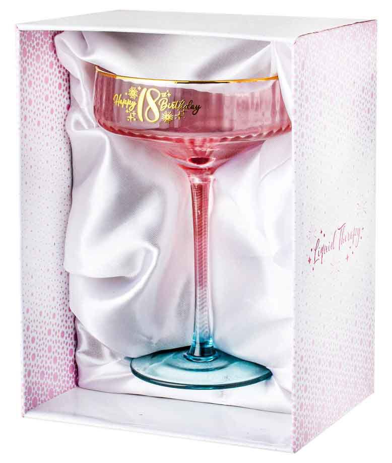 Glass Fluted Coupe Champagne/Cocktail Happy 18th Birthday- Last Chance