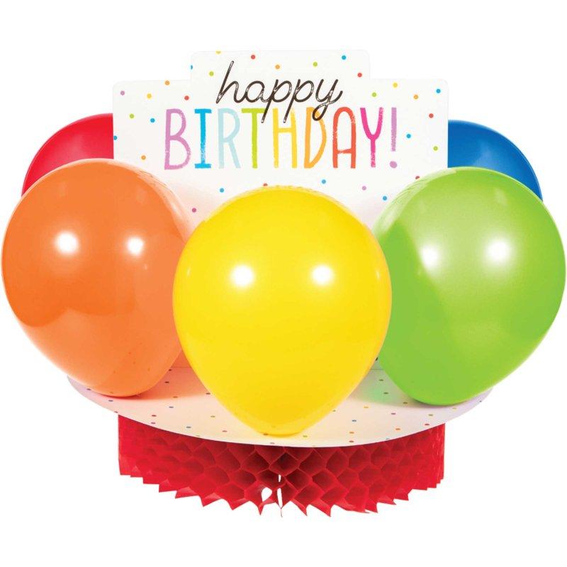 Balloon Birthday Bash Centrepiece Honeycomb 30cm With 20cm Balloons