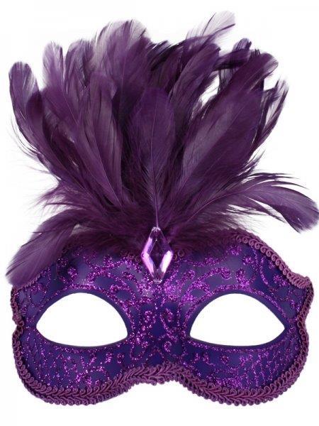 Mask Daniella Purple W/Feather - Discontinued Line Last Chance