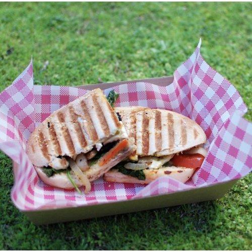 Cookie Grazing Box/Hamper Greaseproof Paper Red Gingham Check 1/2 Cut P/10