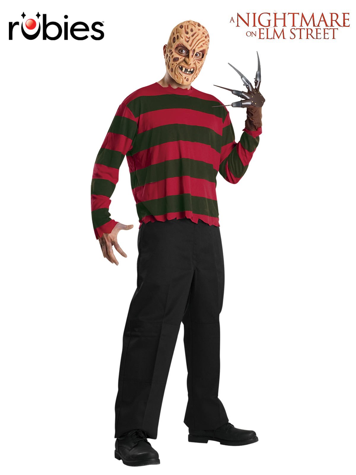 Costume Adult Freddy Krueger Mask & Sweater Top Large