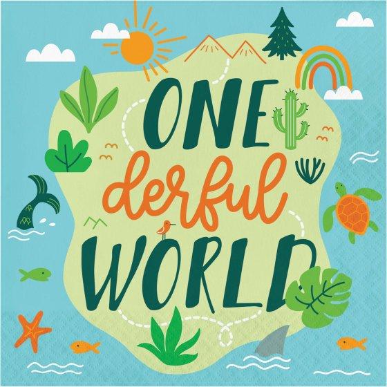 One Der Full World Adventure Napkins Pk/16 1st Birthday