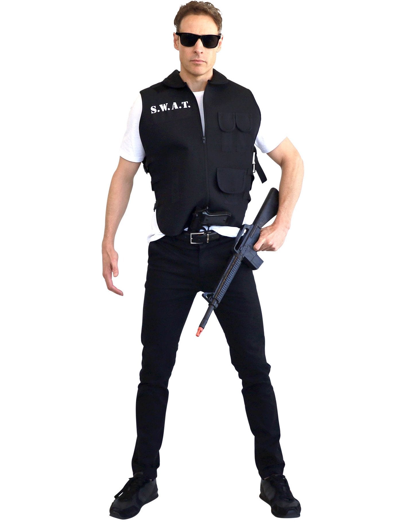 Police Swat Attack Vest Nylon Black Adult One Size