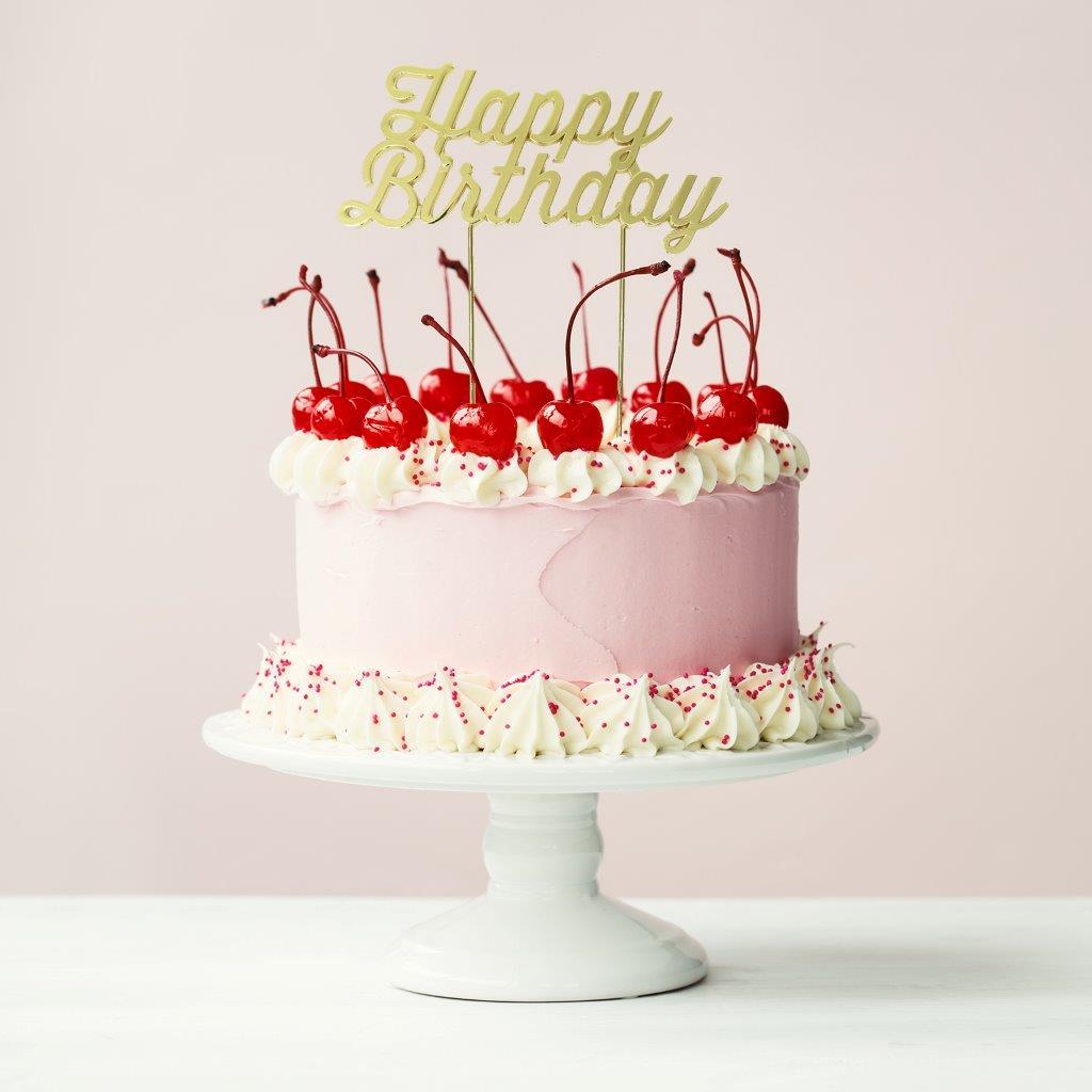 Cake Topper Happy Birthday Gold Plate V1