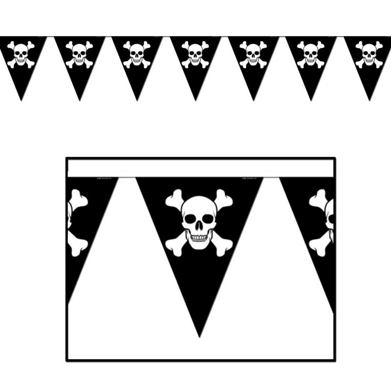 Pennant Flag Banner Pirate Jolly Roger Skull & Crossbones 3.66m Long