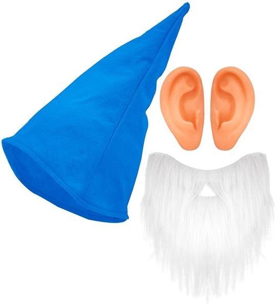Gnome/Dwarf Costume Set Blue (Hat Beard & Ears)