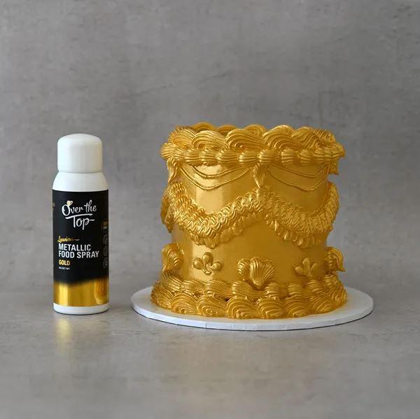 Edible Food Spray Metallic Gold Over The Top 48g Cake Decorating