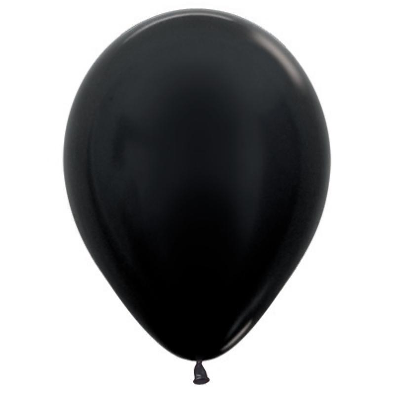 Latex Balloons 30cm Metallic Black Pk 100
