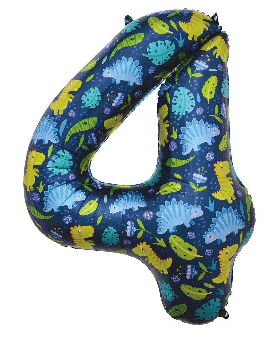 Balloon Foil Megaloon Number 4 Dinosaur 86cm