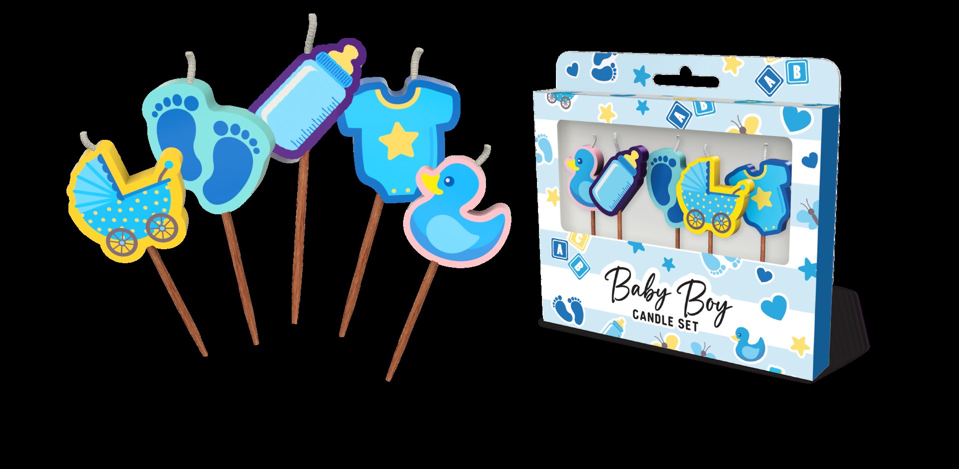 Candle Novelty Baby Boy Blue Baby Shower Pick Pk/5