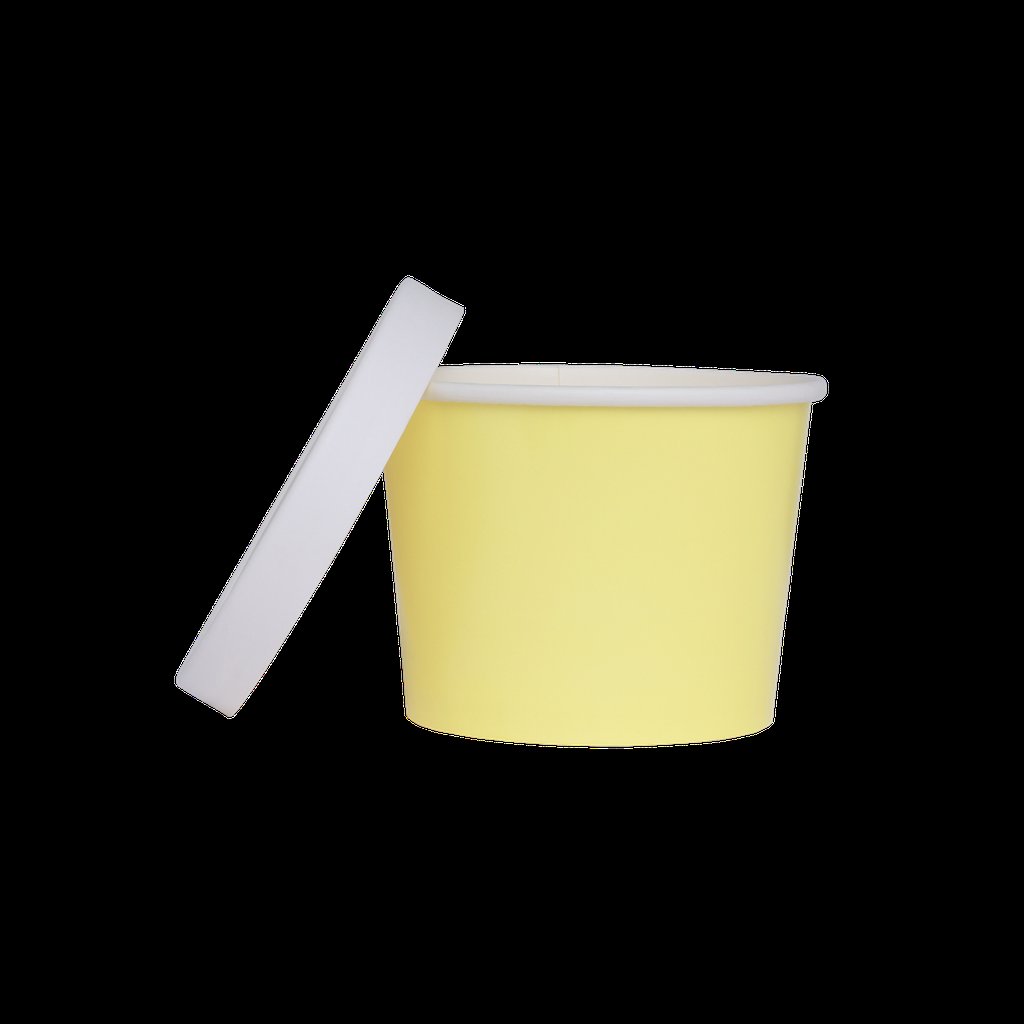 Paper Luxe Round Party Favour Loot Container Tub & Lid Pastel Yellow Pk 5