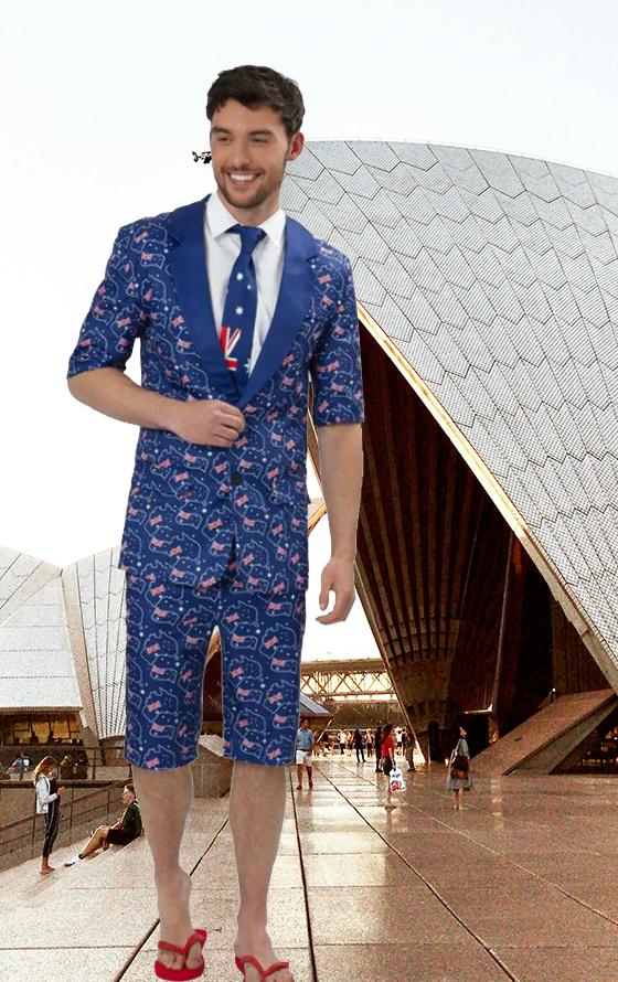 Costume Adult Shorts Suit Australian Flag