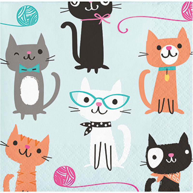 Purrfect Cat Party Beverage Napkins Pk/16