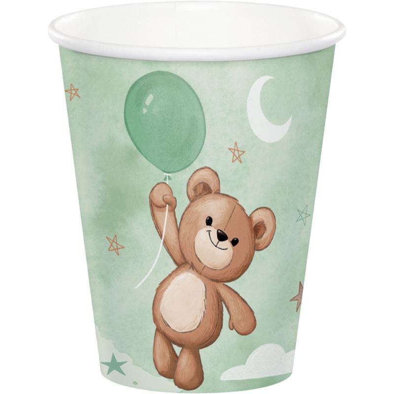 Teddy Bear Baby Shower Paper Cups 266ml Pk/8