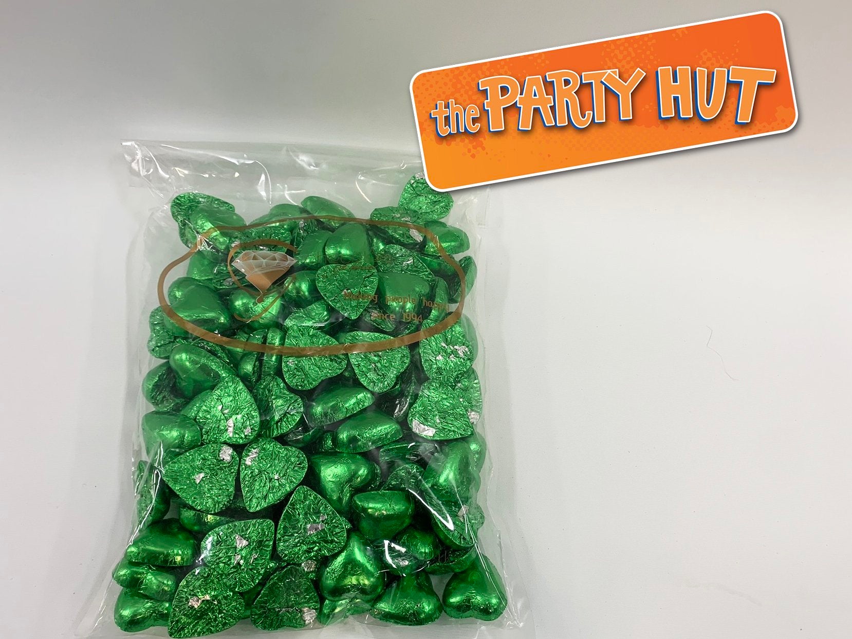 Chocolate Hearts Lime Green 1kg Bulk