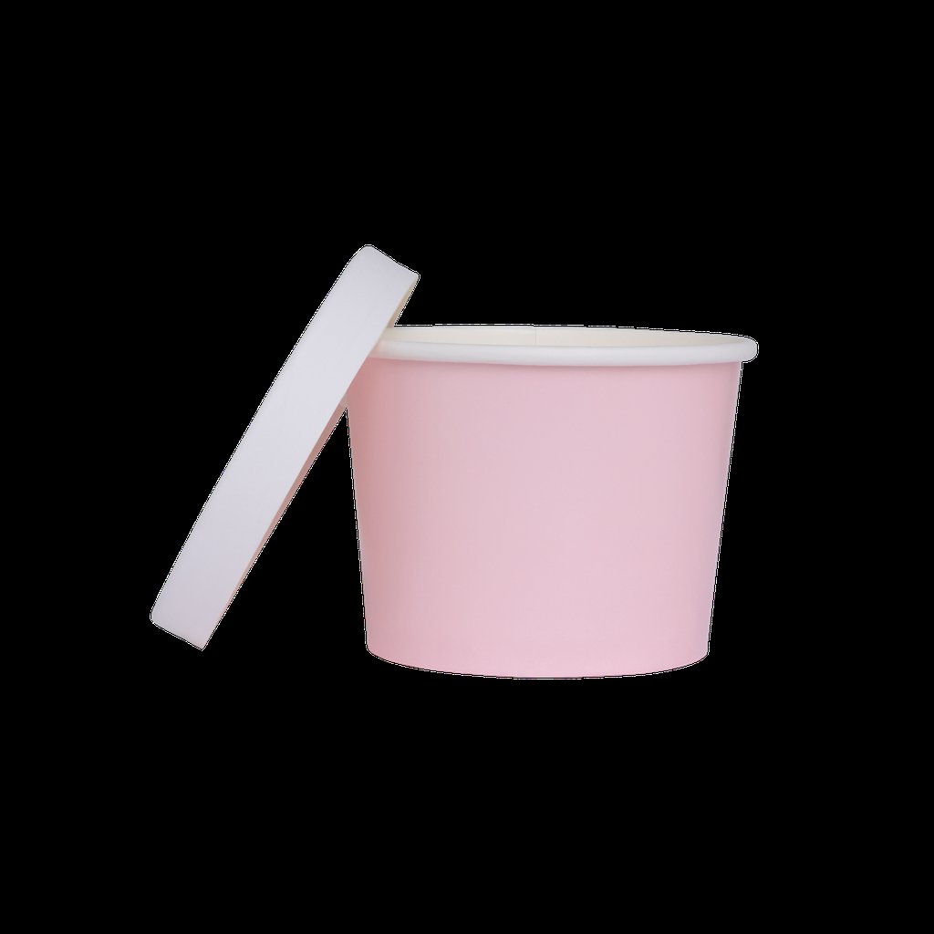 Paper Luxe Round Party Favour Loot Container Tub & Lid Pastel Pink Pk 5