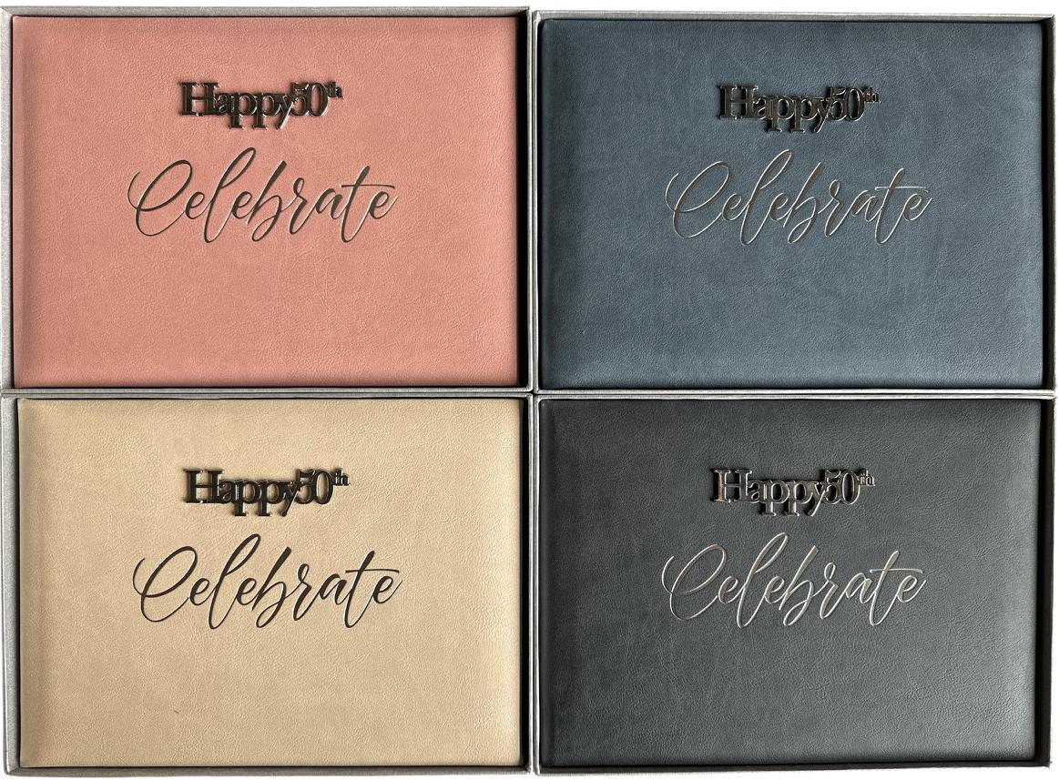 Guest Signature Book 50th Birthday Embossed Assorted Colours