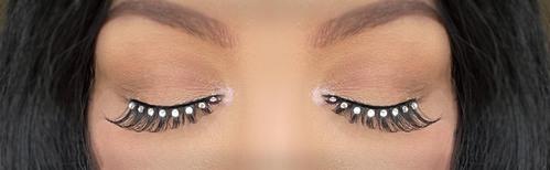 Costume False Eyelashes Black With Diamantes Deluxe