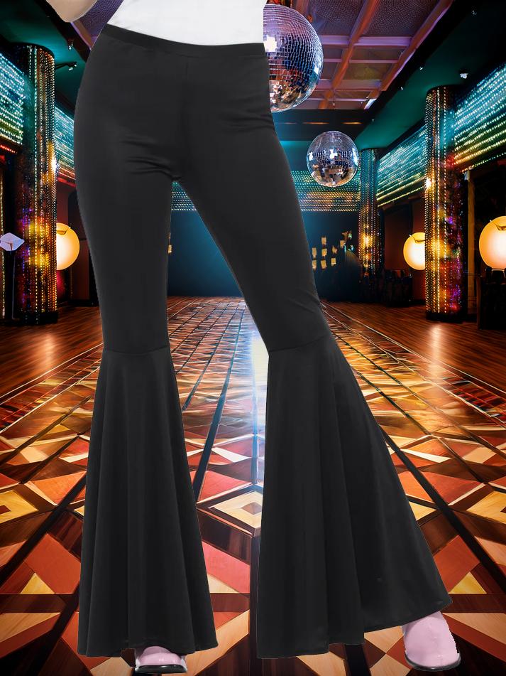 Costume Adult Black Flared Trousers 1970s