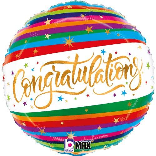 Balloon Foil 45cm Congratulations Fun Stripe