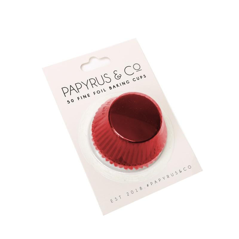 Cupcake Baking Cups Red Foil Pk 50- 2 Sizes