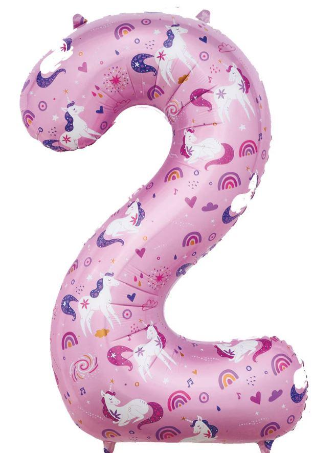 Balloon Foil Megaloon Number 2 Pink Unicorn 86cm