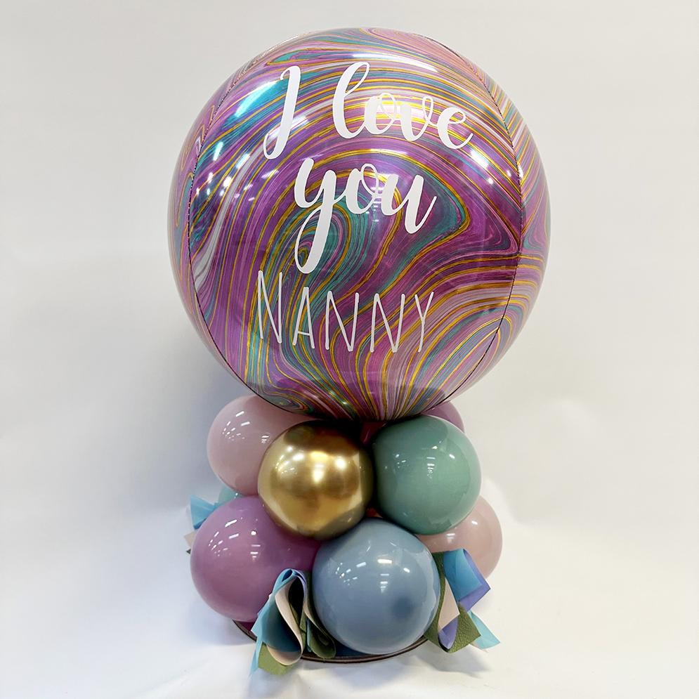 Mothers Day Centrepiece With Small Custom Message Orbz Balloon