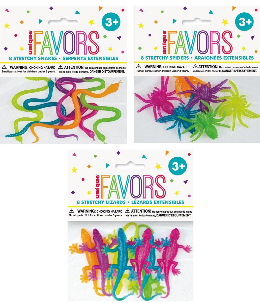 Lucky Dip/Loot Bag Favours Stretchy Critters Pk/8 Assorted Styles