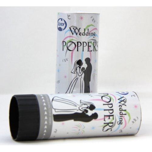 Confetti Twist Poppers White Tissue Wedding Pk/12 10.5cm High Noisemakers