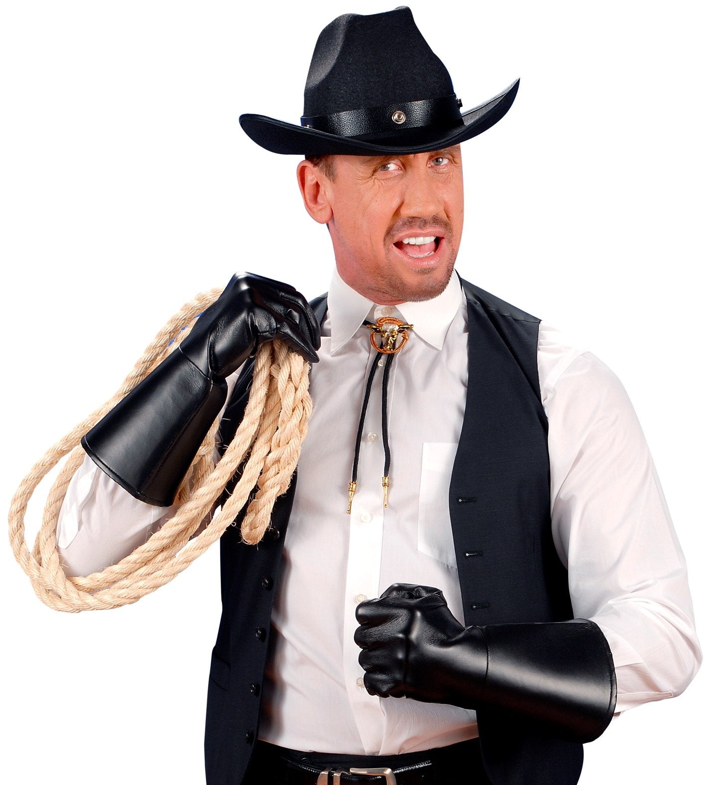 Gloves Superhero Black Leather Look