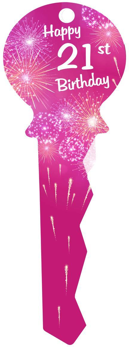 Signature Key 21st Pink Fireworks Wooden