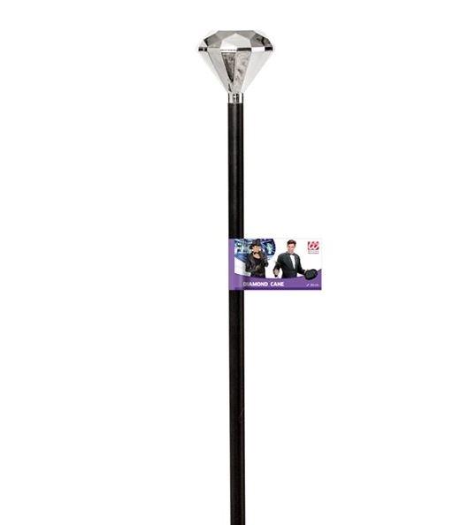 Costume Prop Stage/Dance Cane Bling Pimp Silver Diamond Top 88cm