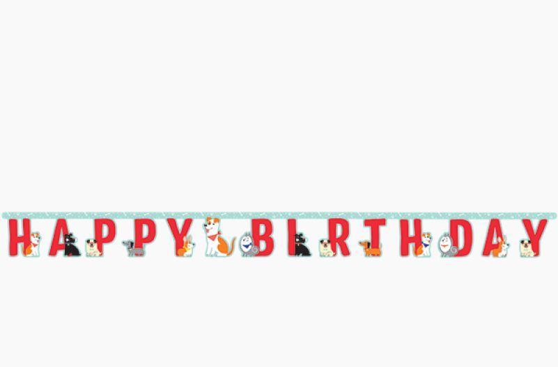 Dog Party Banner Happy Birthday Jointed 2.1m x 18cm