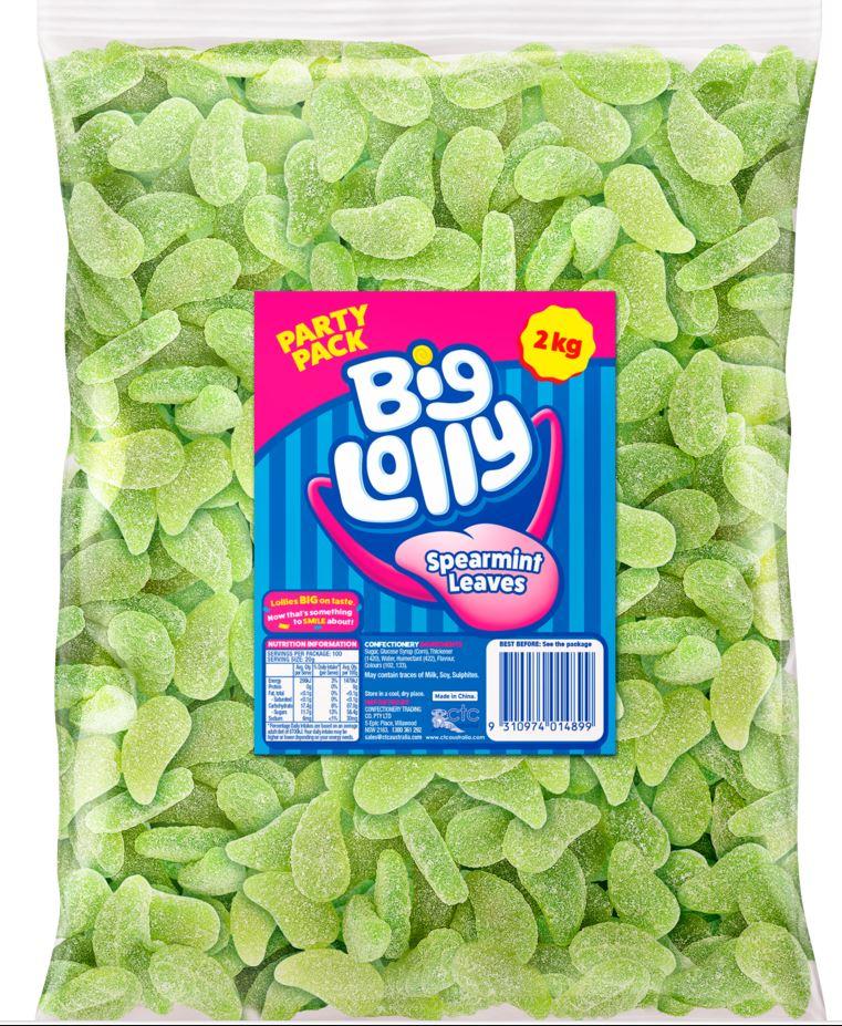 Confectionary Spearmint Leaves Big LOL 2kg Bulk Party Pack