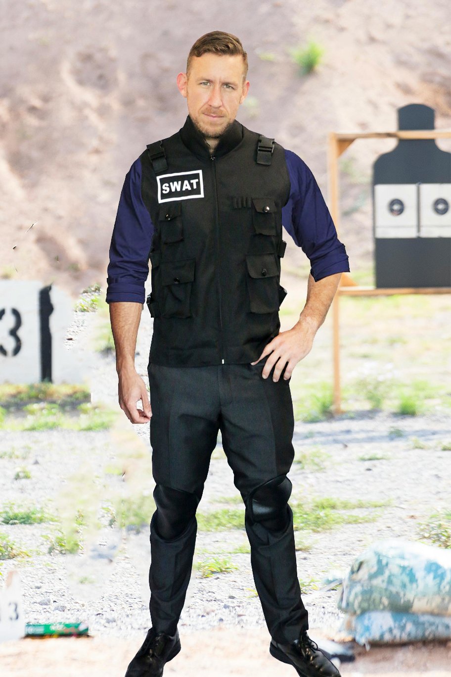 Costume Adult Swat Police Vest & Shin Splints