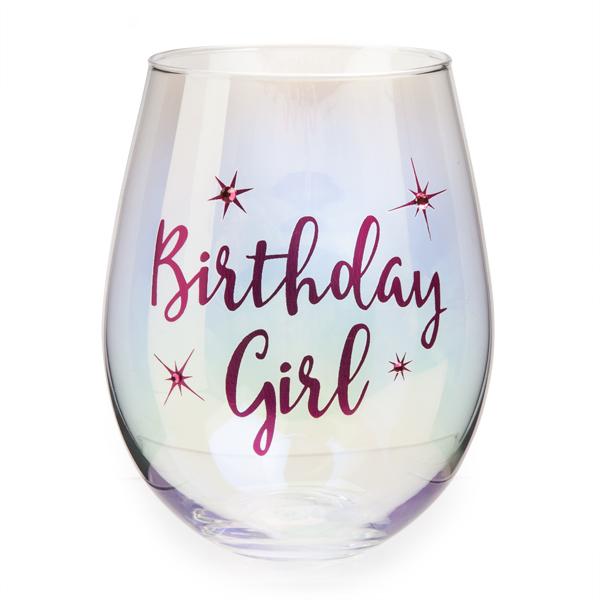 Glass Stemless Birthday Girl - Discontinued Line Last Chance