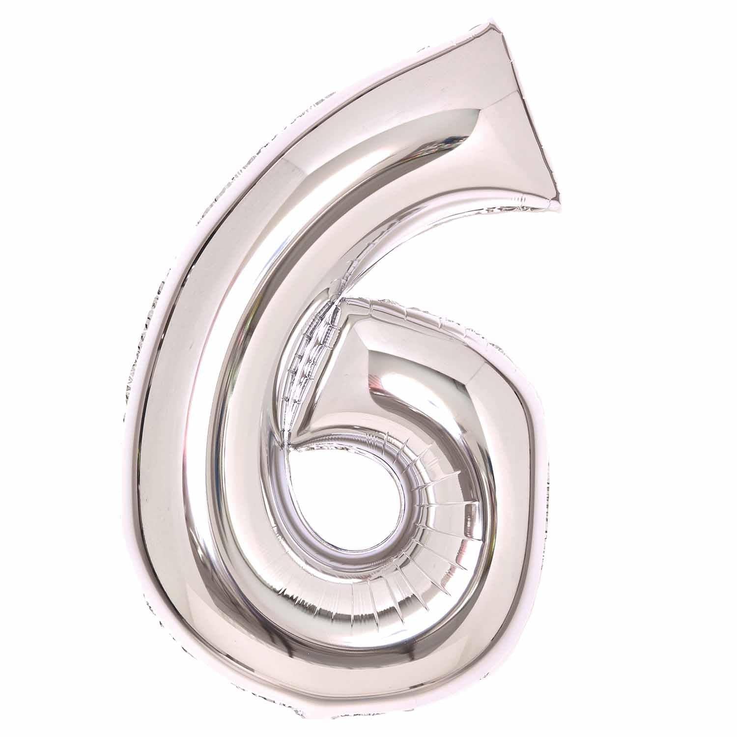 Balloon Foil Megaloon Number 6 Silver 86cm