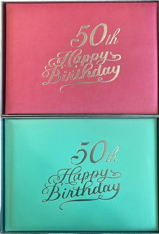 Guest Signature Book 50th Birthday Script Assorted Colours