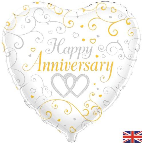 Balloon Foil 45cm Happy Anniversary Linked Hearts