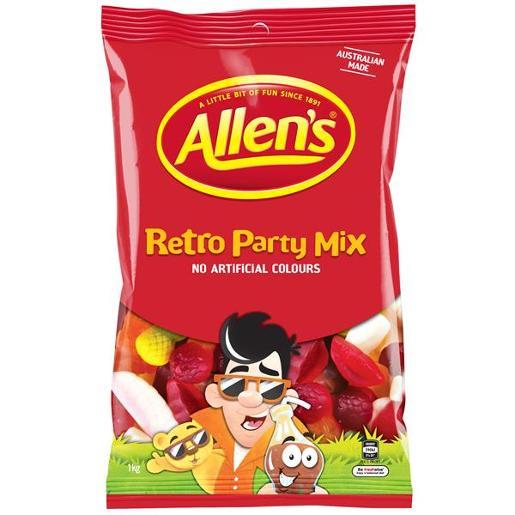 Confectionary Lollies Allens Party Mix Retro 1kg Bulk Pack