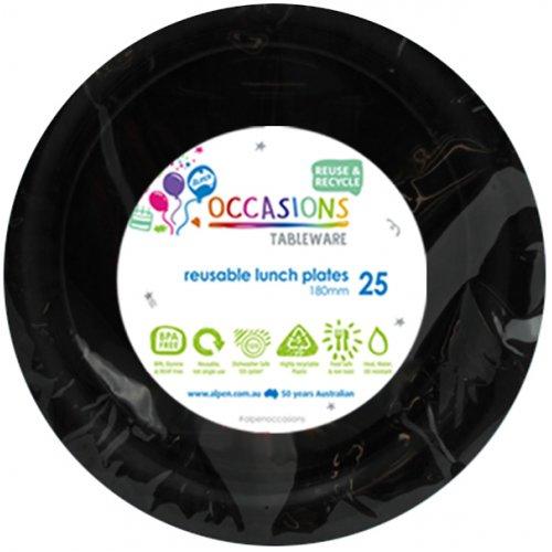 Plates 180mm Black Plastic Pk/25