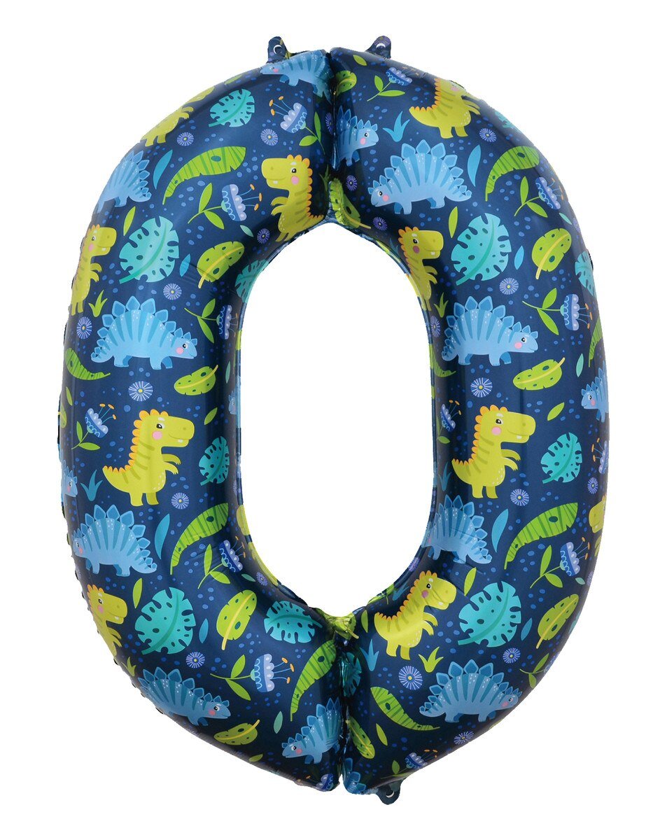 Balloon Foil Megaloon Number 0 Dinosaur 86cm