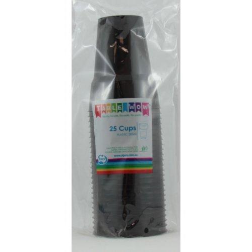 Cups Black Plastic 285ml Pk/25
