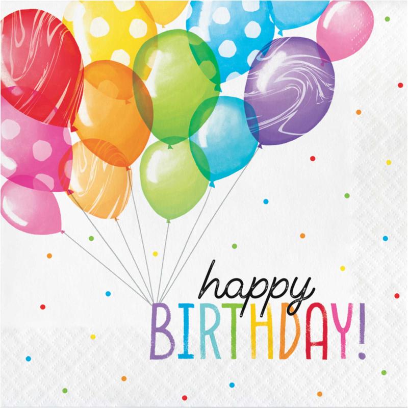 Balloon Happy Birthday Bash Lunch Napkins Pk/16