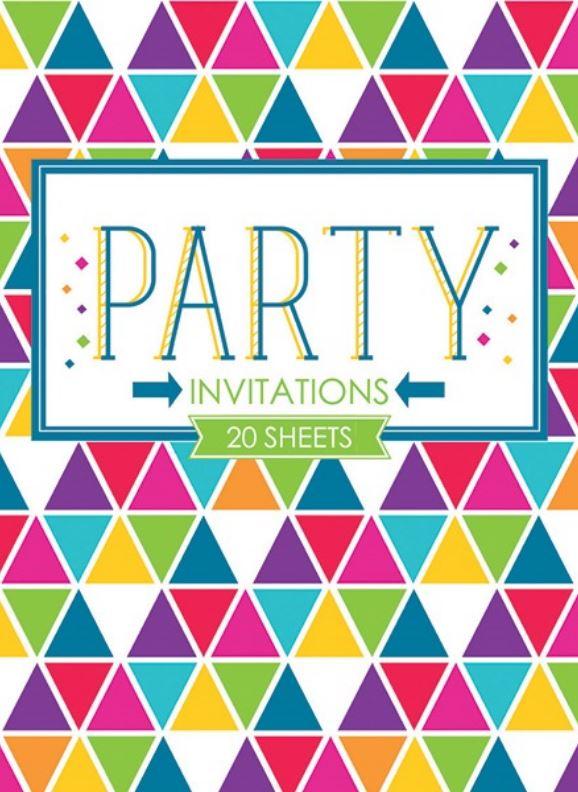 Party Invitation 20 Sheet Pad Geometric Pattern- Discontinued Last Chance