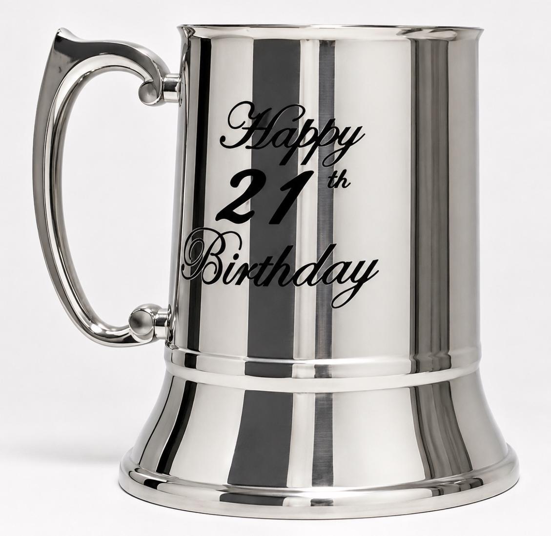 Stainless Steel Beer Tankard/Glass 21st Birthday